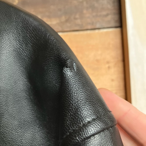 Topshop Faux Leather Belted Biker Jacket Size 12 - Picture 7 of 8